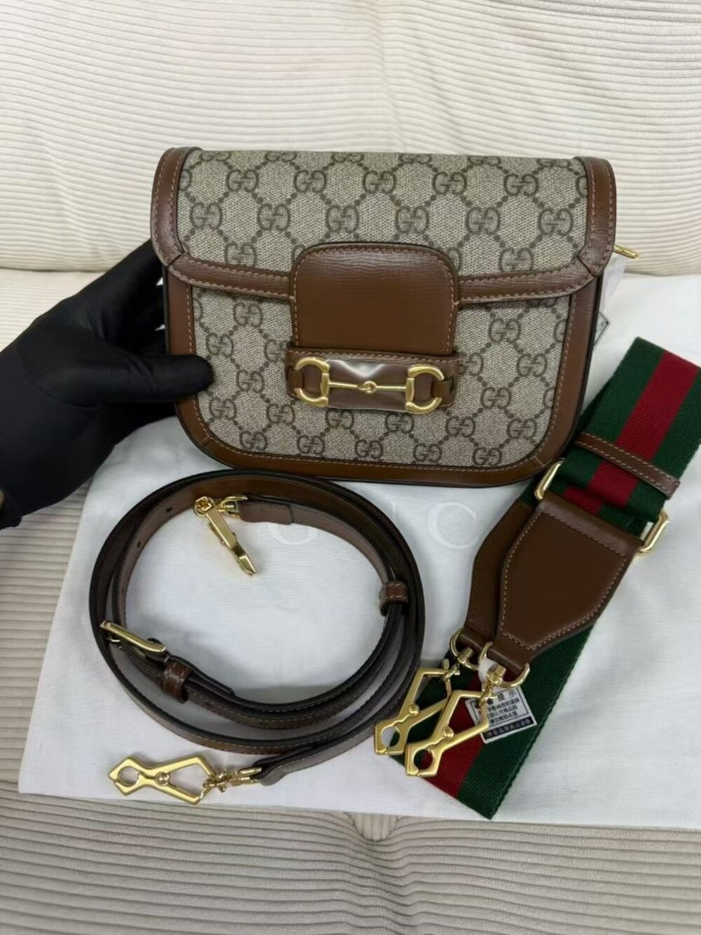 Gucci Beige/Brown GG Coated Canvas Horsebit 1955 Shoulder